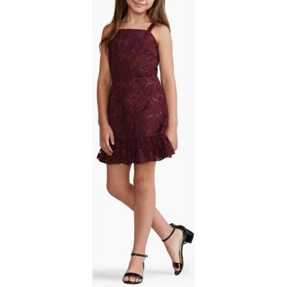 NWT Lace Ruffle Party Dress - Burgundy by Zac Posen, Girl's Size 8 - Picture 1 of 5